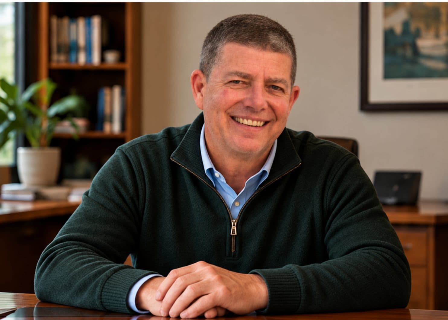Bob Gregory, CPA, smiling at his desk